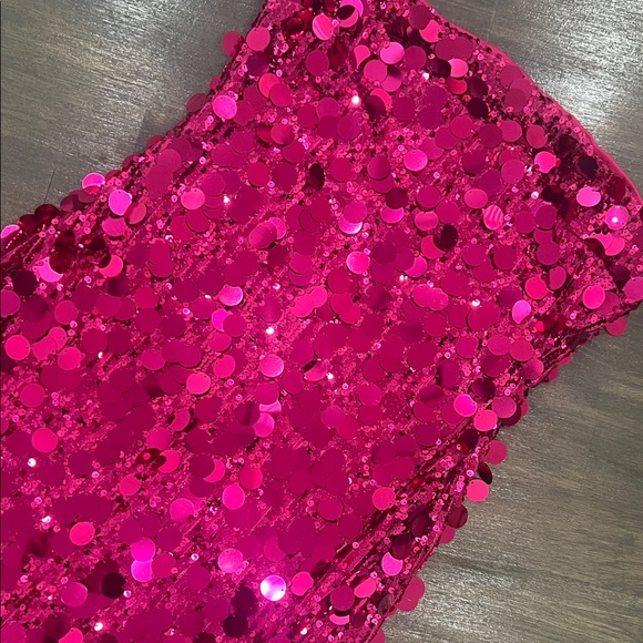 Pink Sequin Strapless Dress - Picture 3 of 5